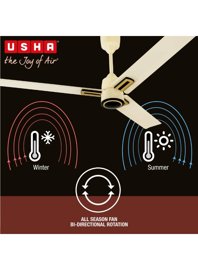 USHA AeroEdge Plus 1200mm BLDC Ceiling Fan with IR Remote | LED Indicator | BEE 5 Star Rated Energy Efficient | 100% Copper Motor | High Air Delivery 220CMM | 2 Year Warranty | (Ivory) - Image 5